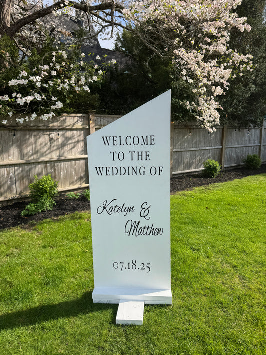 White Stanchion Sign